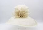 Fashionable Semi Sheer Ivory Womens Hat Suzanne Couture Millinery NY