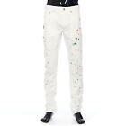 DIOR 1200$ Slimfit White Cotton Denim Jeans - Multicolor Paint Spots, Pants