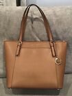 Michael Kors Brown Saffiano Leather Large Tote Bag Zip Pockets