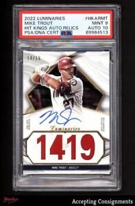 2022 Topps Luminaries Hit Kings Mike Trout GAME-USED JERSEY AUTO 14/15 PSA 9 MT