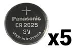 5 FIVE PANASONIC CR2025 BULK CR 2025 3V LITHIUM COIN CELL BATTERY EXP 2033