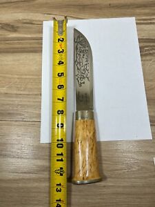 Vintage J. Marttiini Finland large Knife with Sheath Engraving on 7 3/4