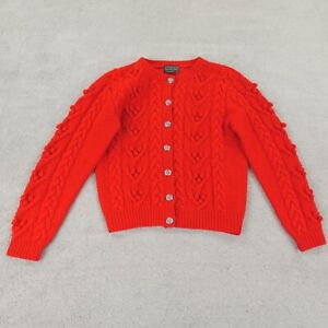 Preswick and Moore Cardigan Womens Small Red Wool Bobble Knit Cottagecore VTG