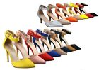 NEW Women's Pointed Toe Ankle Strap Stiletto Low High Heel  Pumps 5 - 10 Size