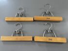 Lot Of 4 The Setwell Vintage Clothe Hangers Wooden Light Brown Clamp Pants Skirt