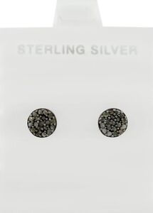 GENUINE 0.76 Cts DIAMOND STUD EARRINGS .925 Silver (BURN FINISH) - NEW WITH TAG