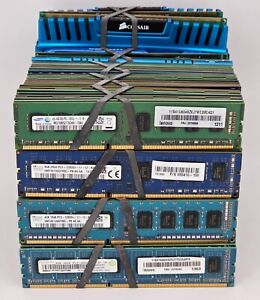 LOT OF 190 - 4GB DDR3 PC3 / PC3L DIMM RAM / Desktop Memory - Mix Brands & Speeds