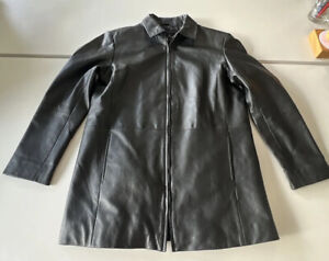 Nicole Miller New York Mens Black Leather Lined Zipper Jacket Size Small