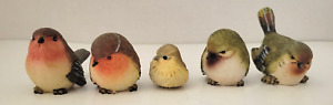 Lot 5 Tiny Bird Figurines Sparrow Robin