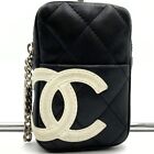 CHANEL Matelasse Cambon Line CC Coco Cigarette Case Mini Bag Pouch Black 240317T