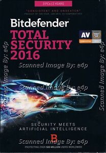 BITDEFENDER TOTAL SECURITY 2016 3 PCS 2 YEARS BRAND NEW FACTORY SEALED RETAIL!!!