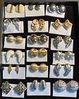 Vintage Jewelry LOT 18 Pairs Signed MONET Gold & Silver Tone Clip Earrings