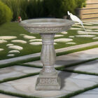 23.8'in Gray Bird Bath Outdoor Concrete Stand&bowls for Garden Patio Bird Feeder