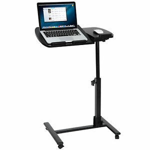 Rolling Laptop Desk Adjustable Angle & Height Over Bed Hospital Table Stand Tray