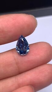 Certified 2 Ct 1 Pear Cut Natural Blue Diamond D Grade Color VVS1 +1Free Gift
