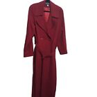 Tailleur Platinum by Barrie Pace Red Wool Long Trench Coat Size 12
