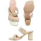 Basil Gold Braided Open Toe Cushioned Sandal Heels Size 7 by A NEW DAY