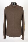 $2295 BRUNELLO CUCINELLI 100% Cashmere / Suede Full Zip Sweater - Brown - XL