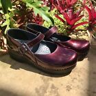 Dansko Shoes Womens 36/ 5.5 Marcelle Mary Jane Clogs Burgundy Red Patent Leather