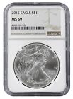 2015 1oz Silver American Eagle NGC MS69 - Brown Label