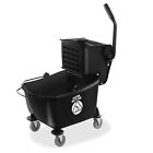 Commercial Mop Bucket & Side Press Wringer - 26 Quart Black