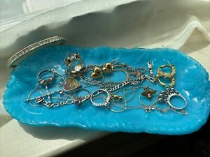 WOW LOT Sterling Silver 950 Chain Vermeil Bracelet Rings Amethyst Blue Topaz Bee