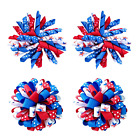 July 4Th Korker Hair Bow Clip 3'' Kids Patriotic Curly Corker Fireworks Cheer Bo