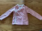 Ralph Lauren Baby Long Sleeve White Pink Cotton Wrap Around Top Size 0-3 Months