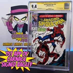 Amazing Spider-Man #361 CGC 9.4 1st Carnage, signed by Mark Bagley
