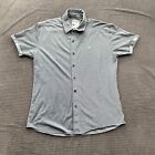 YoungLA Shirt Men XL Gray Cotton Short Sleeve Slim Fit Athletic Button Up.