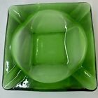Vintage MCM Cigar Glass Ashtray Light Emerald Green 6in x 6in