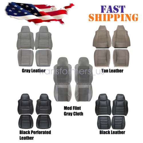 For 2002-2007 Ford F250 F350 Lariat Driver & Passenger Bottom & Top Seat Covers (For: 2002 Ford F-350 Super Duty Lariat 7.3L)