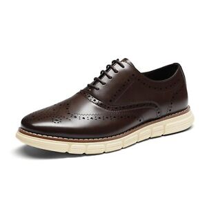 Men's Genuine PU leather Dress Sneakers Casual Oxford Formal Shoes Size 6.5-15
