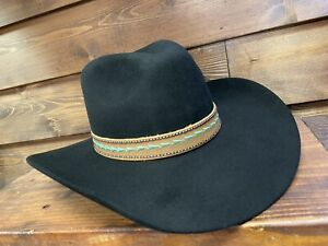 Genuine 100% Felt Fine Wool Western Hat Navajo Black 2000BSH-3013