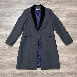 Soft Surroundings Wool Blend Long Sleeve Trench Coat Overcoat Gray Black Small