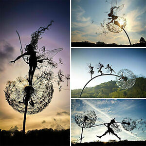 Fairies Dandelions Dance Together Ornament Garden Sculpture Decor Outdoor Statue