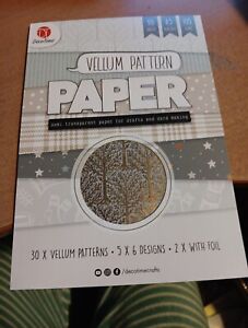 BLOCK VELLUM PATTERN PAPER FOR SCRAPBOOKING/JOURNALS NEW 15X21 CM 30 SHEETS (J)