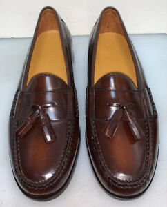 Cole Haan Men 11 D Pinch Tassel Loafers Dress Shoes Mahogany Brown Leather 03508