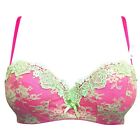 Viva Curve Hot Pink Neon Green lace Bra Padded Balcony Comfortable Molded Sexy