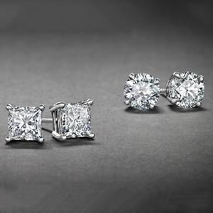 Surgical 316L Stainless Steel Stud Earrings Cubic Zircon Round Men Women 2 Pairs