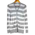 Martin + Osa Silk Wool Blend Cardigan Sweater Size L Gray Striped Tunic