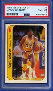 New Listing1986 Fleer Basketball #7 Magic Johnson PSA 8 NM-MT HOF Los Angeles Lakers