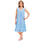 Comfortable Sleeveless Seersucker Lace Trim Cotton Nightgown