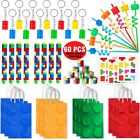 60 Pcs Building Blocks Party Favors For Kids Brick Style Birthday Bag Straw