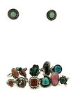 Phyllis Woods Navajo Sterling Silver Stud Earrings Rings Turquoise Lot of 12