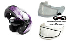Modular Snowmobile Helmet Electric OR Dual  Shield Purple Adult DOT SNOW
