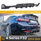 For 14-20 BMW F32 435i 440i MP Style Carbon Fiber Look Rear Diffuser Quad Outlet