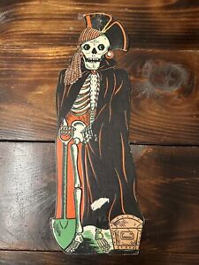 Vintage Original Halloween Pirate Skeleton Die Cut Cardboard HE Luhrs Beistle