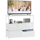 5 Drawers Dresser Media Console Table Open Storage Shelf for Bedroom TV Stand