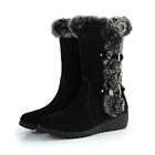 Winter Warm Mid Calf Snow Boots Women Fur Lined Flat Buckle Casual Comfort Shoes